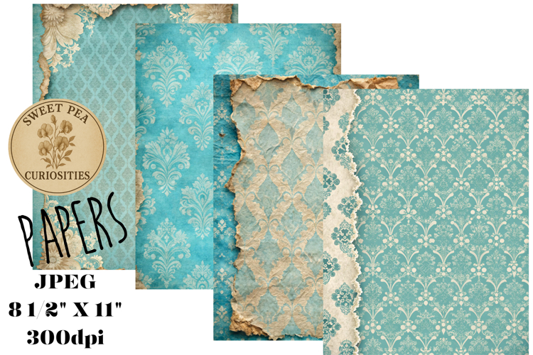 Turquoise, Paper, Shabby Chic, Papers, Junk Journal