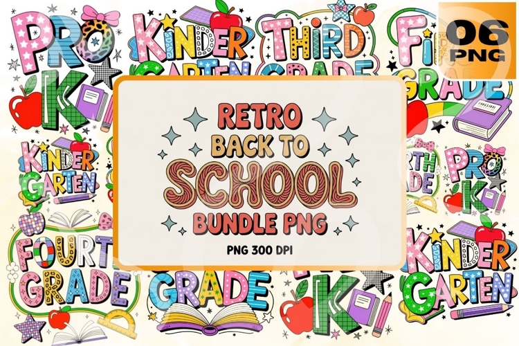 Retro Back to School PNG Bundle