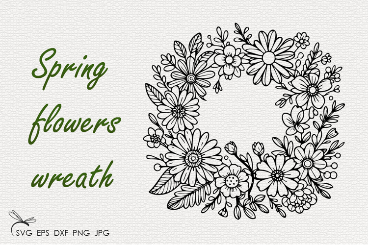 Spring flowers wreath SVG