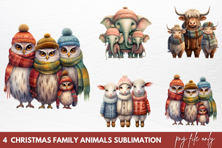 Christmas Family Animals Sublimation PNG