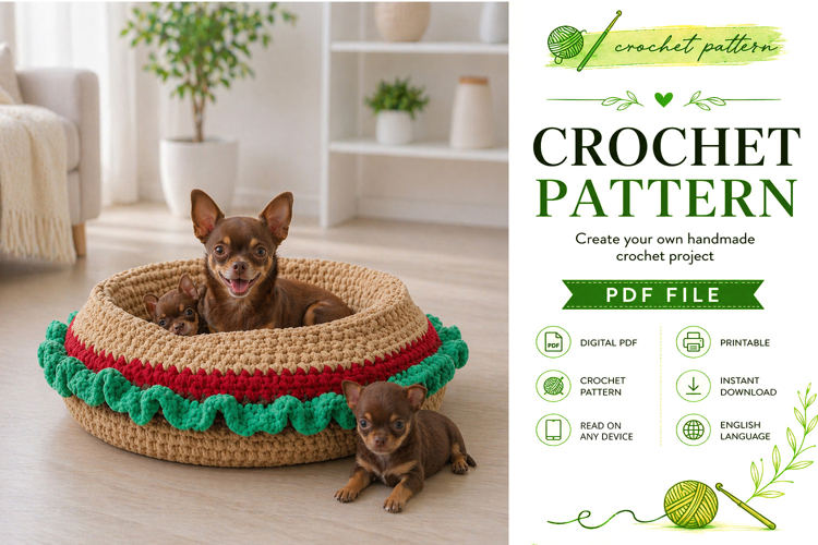 Burger Pet Bed Crochet Pattern PDF
