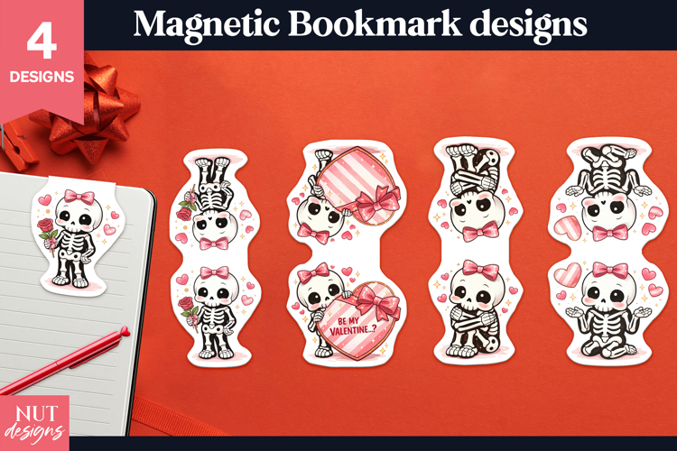 Magnetic Bookmark Cute Skeleton Girl Valentine Bookmarks