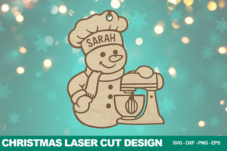 Christmas Snowman Baker Laser Cut Design