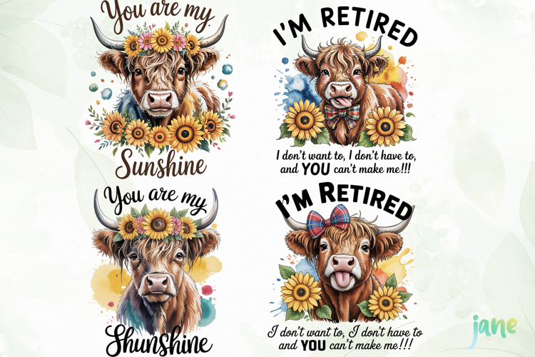 Cute Highland Cow Png Sublimation