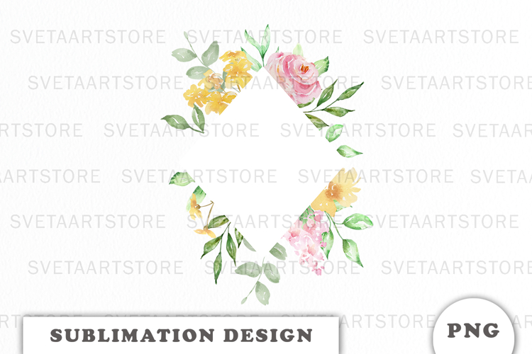 Watercolor Flowers Frame png