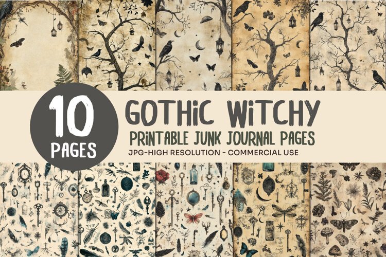 Gothic Forest Junk Journal Pages example image 1