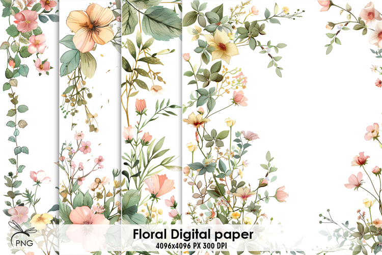 Floral digital paper, background clipart