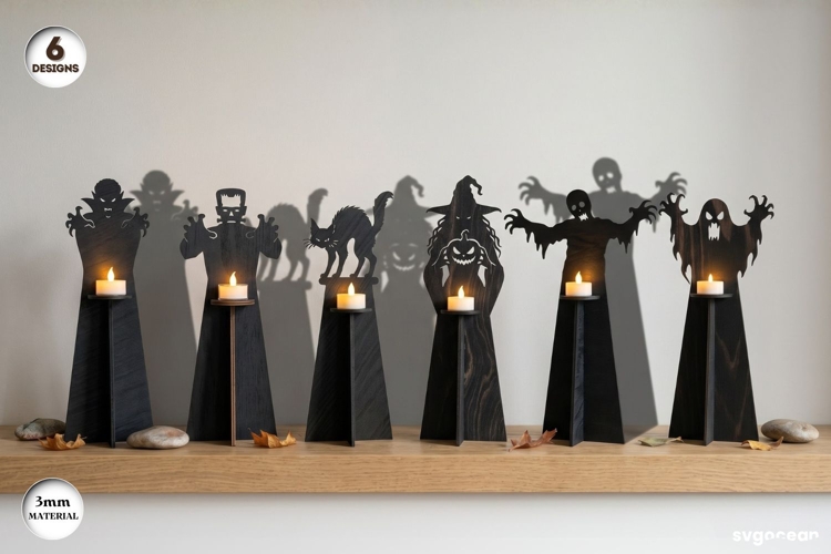 Halloween Candle Holder SVG Bundle | Glowforge | Laser Cut