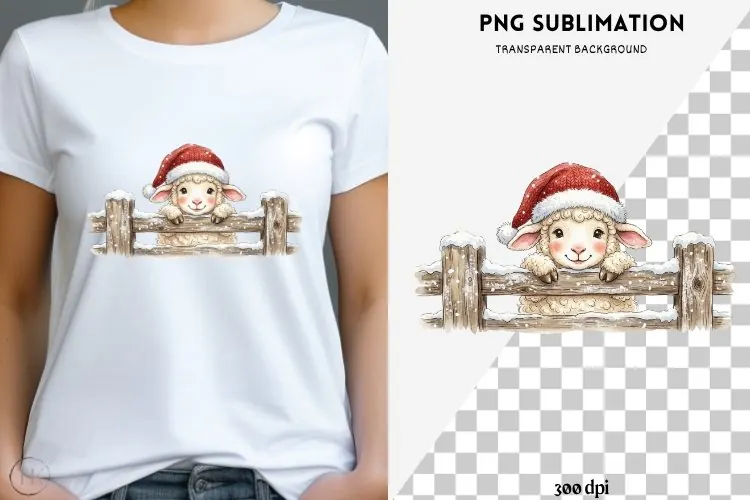 Christmas peeking character png design for T-shirts
