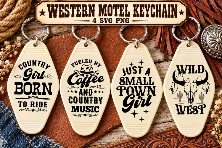 Western Motel Keychain SVG PNG, Country Cowgirl Sayings