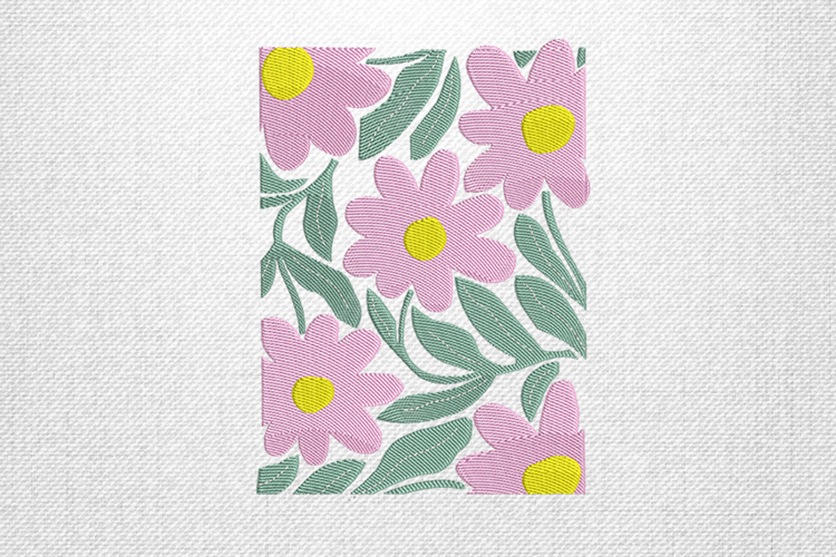 Pink Daisy Floral Pattern Embroidery Design File