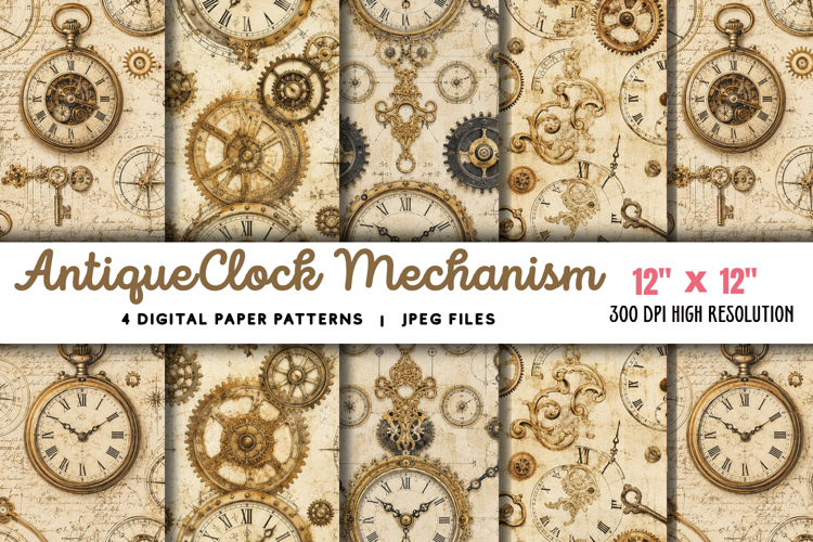 Antique Clock Mechanism Paper JPG