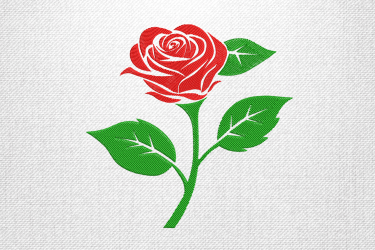 Classic Red Rose Bloom Embroidery Design