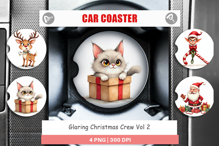 Car Coaster Glaring Christmas Crew