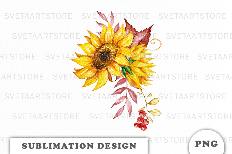 Watercolor Autumn Flowers Bouquet png
