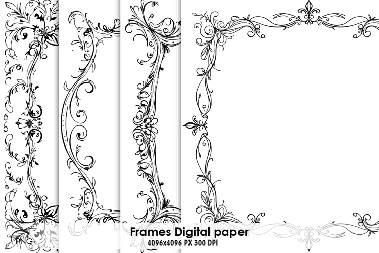 Vintage frames digital paper, background clipart