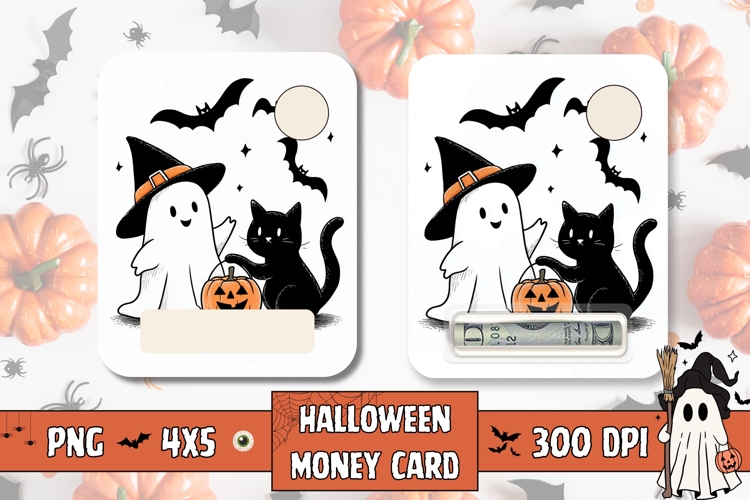 Cartoon Halloween Ghost Money Card, Halloween Gift Card