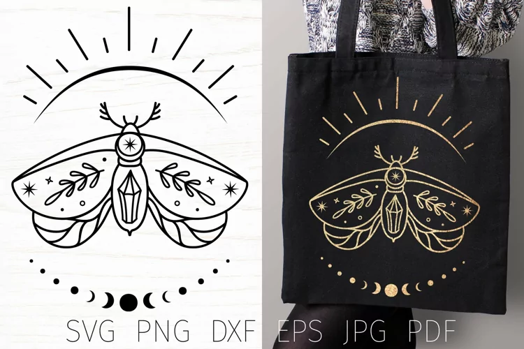 Boho butterfly svg, moth svg, mystical, magic, celestial svg