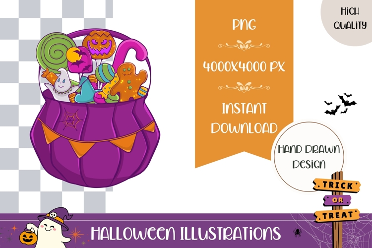 Hand Drawn Halloween Witch Cauldron Illustration, Sweets PNG