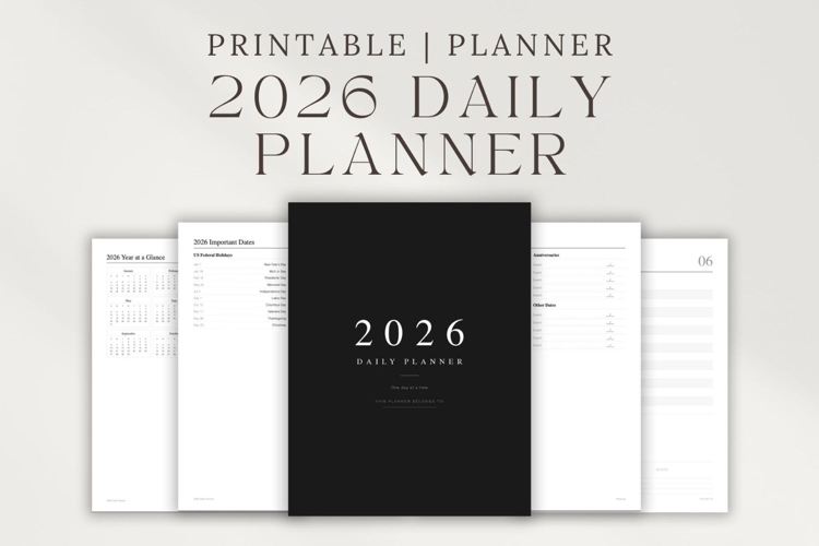 2026 Daily Planner Printable PDF, 365 Days Planner,