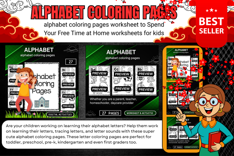 alphabet coloring pages worksheets for kids back to school