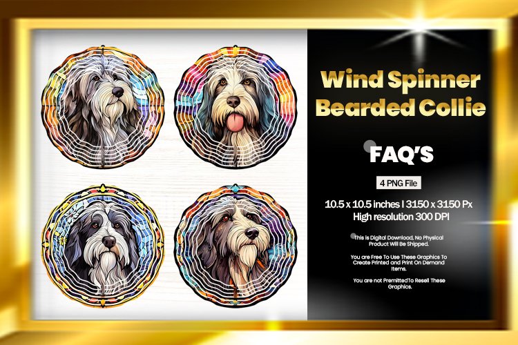 Bearded Collie Wind Spinner Sublimation - 04 Variations example image 1