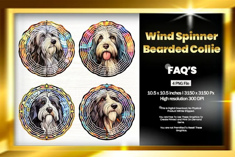 Bearded Collie Wind Spinner Sublimation - 04 Variations