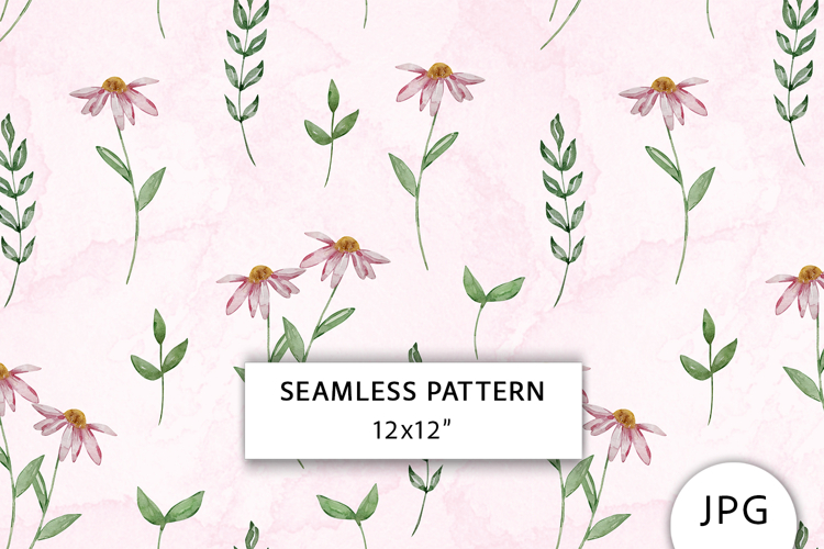 Pink Flowers Seamless Pattern, Digital Paper