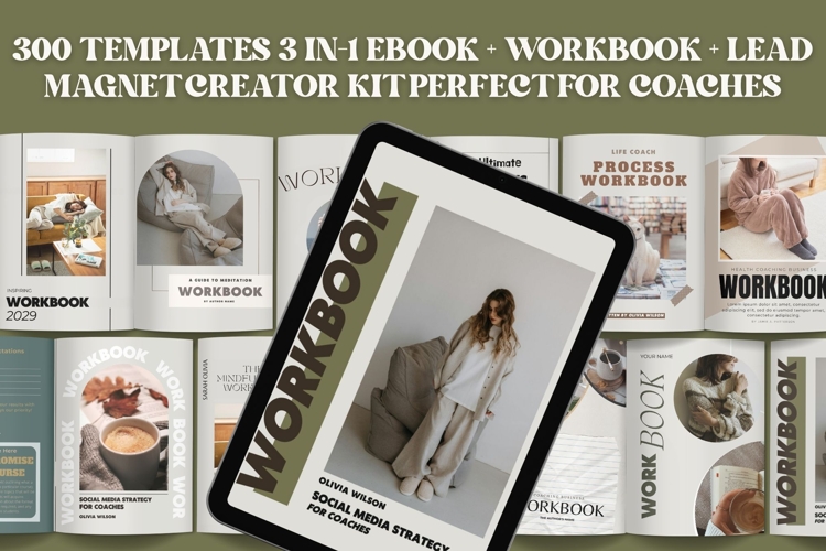 300 page Coach Workbook   Ebook Kit Canva