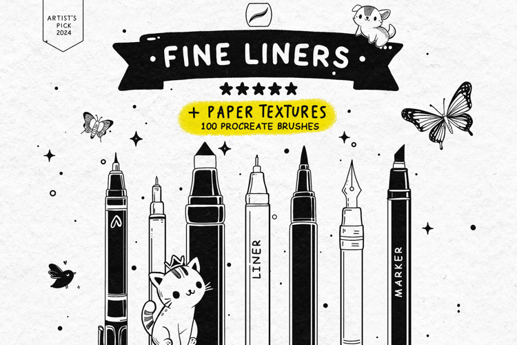 100 Fine Line Brushes for Procreate