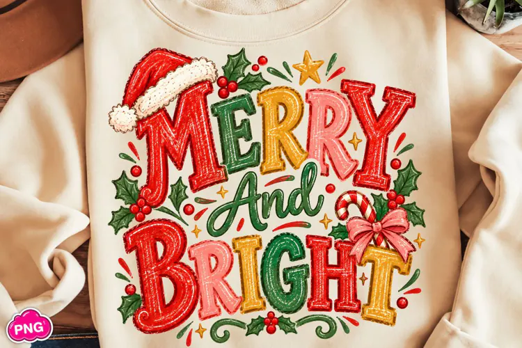 Merry and Bright PNG, Preppy Merry Coquette Christmas PNG