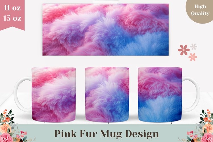 Blue Fur Mug Design, Pink Mug Sublimation, Fur Texture