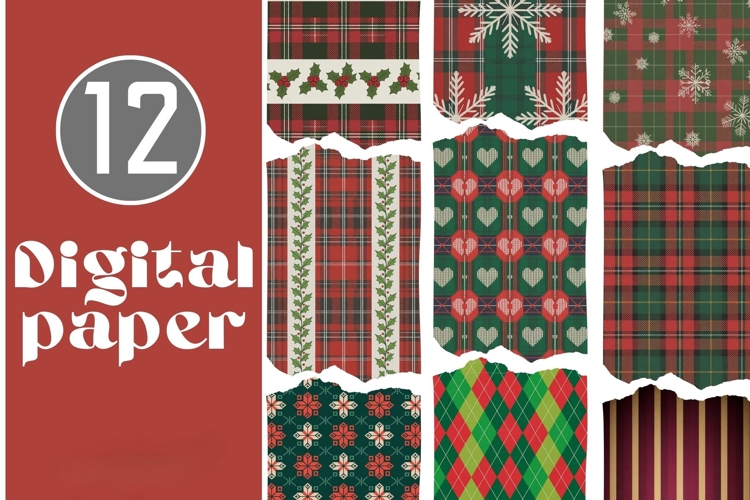 Christmas Plaid Digital Paper Pack