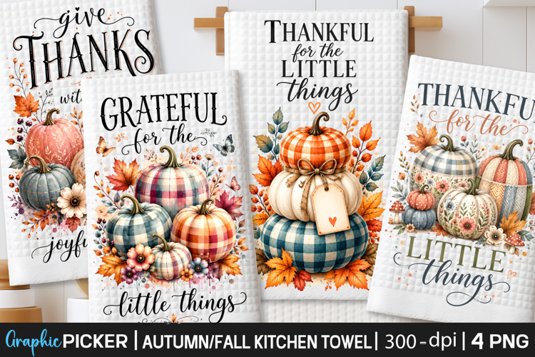 Plaid Pumpkins, Fall Thanksgiving Towel Sublimation Designs