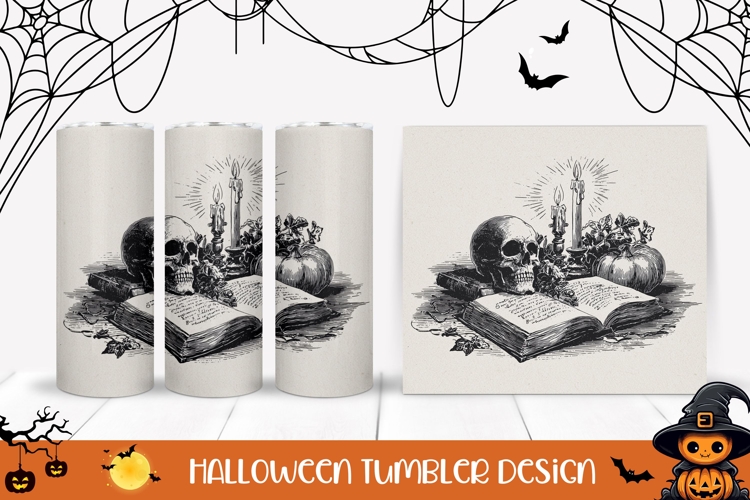 Pumpkins Halloween Tumbler, Halloween Skull Tumbler Wrap