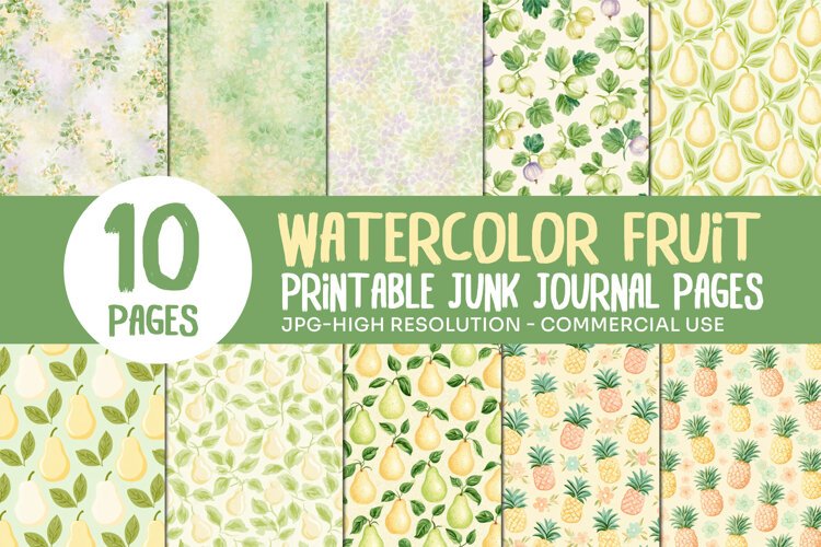 Watercolor Fruit Junk Journal Pages example image 1
