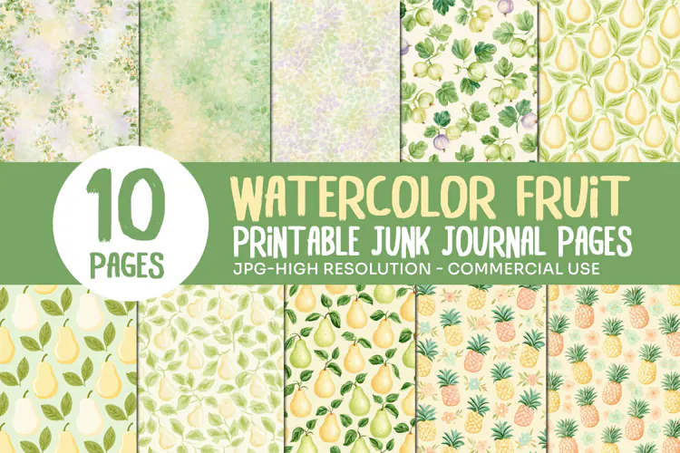 Watercolor Fruit Junk Journal Pages