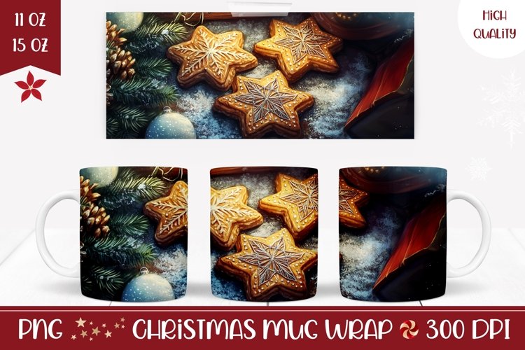 Christmas Cookies Mug Template, Winter Coffee Mug Design