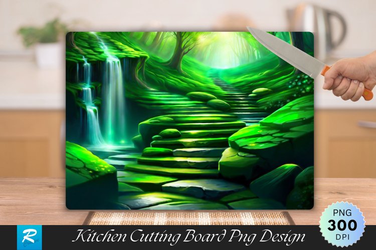 Green Stone Path Cutting Board Sublimation Design example image 1