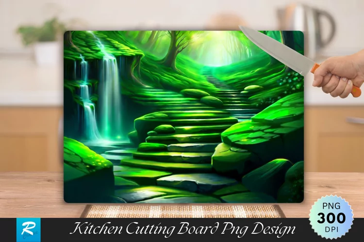 Green Stone Path Cutting Board Sublimation Design