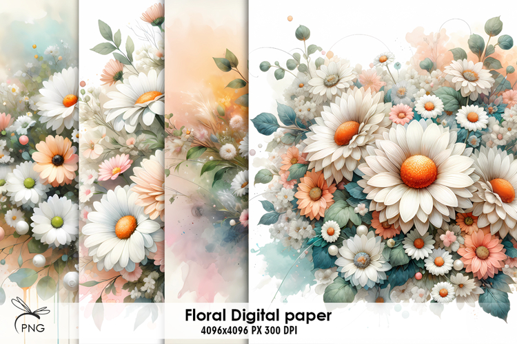 Summer flowers digital paper