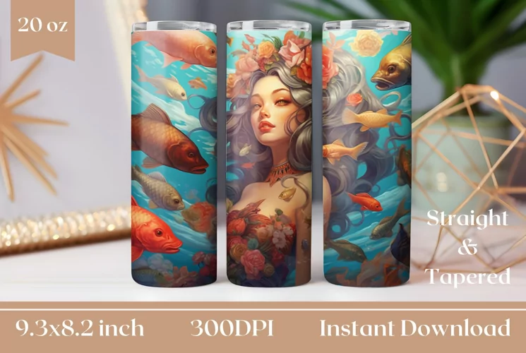 Gorgeous Mermaid Tumbler Wrap, Mermaid Sublimation Design