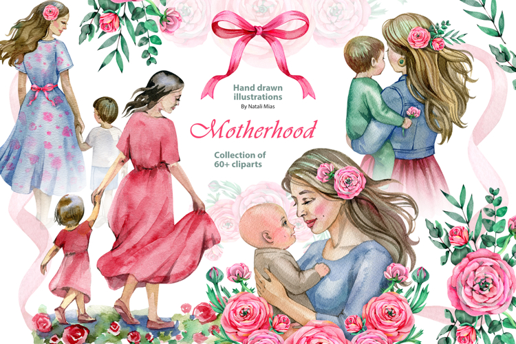 Motherhood - Watercolor Clipart Set