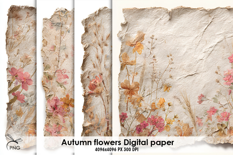 Autumn flowers digital paper