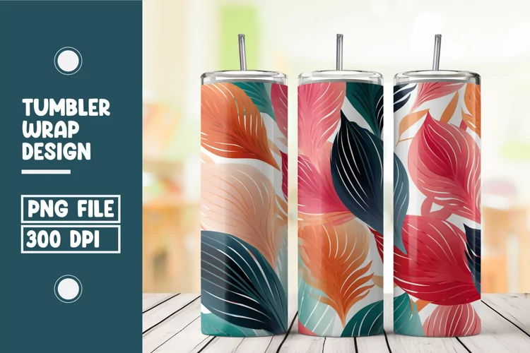 Colorful Abstract Leaves Tumbler Wrap Sublimation