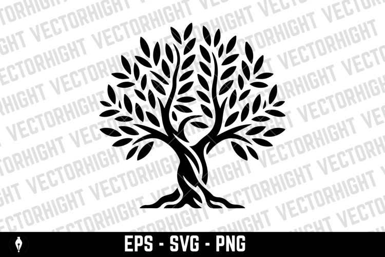 Olive tree silhouette icon. Design element for logo, label,