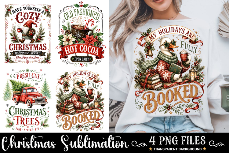 Christmas Kitchen Towel Sublimation, Vintage Christmas PNG