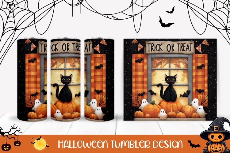Trick Or Treat Halloween Tumbler, Halloween Cat Tumbler