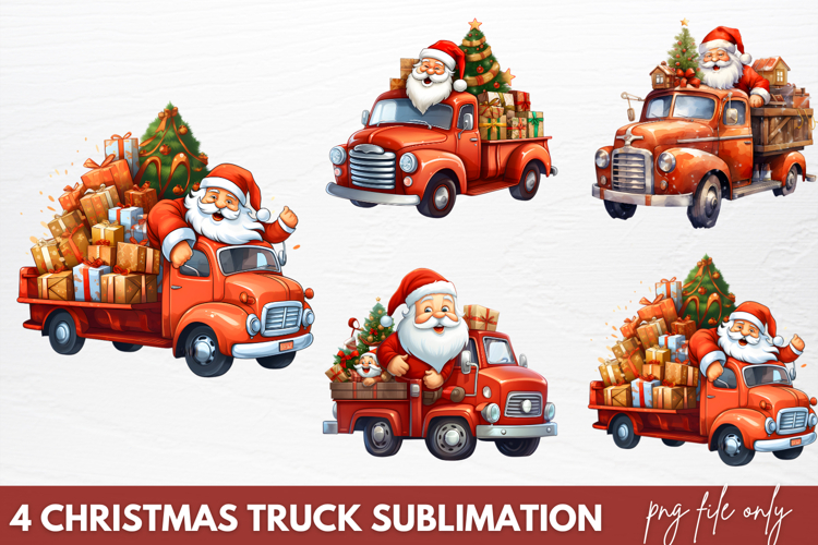 Christmas Truck Sublimation Clipart PNG
