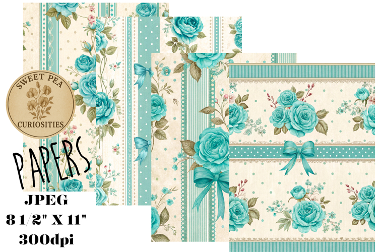 Shabby Chic, Flowers, Papers, Junk Journal